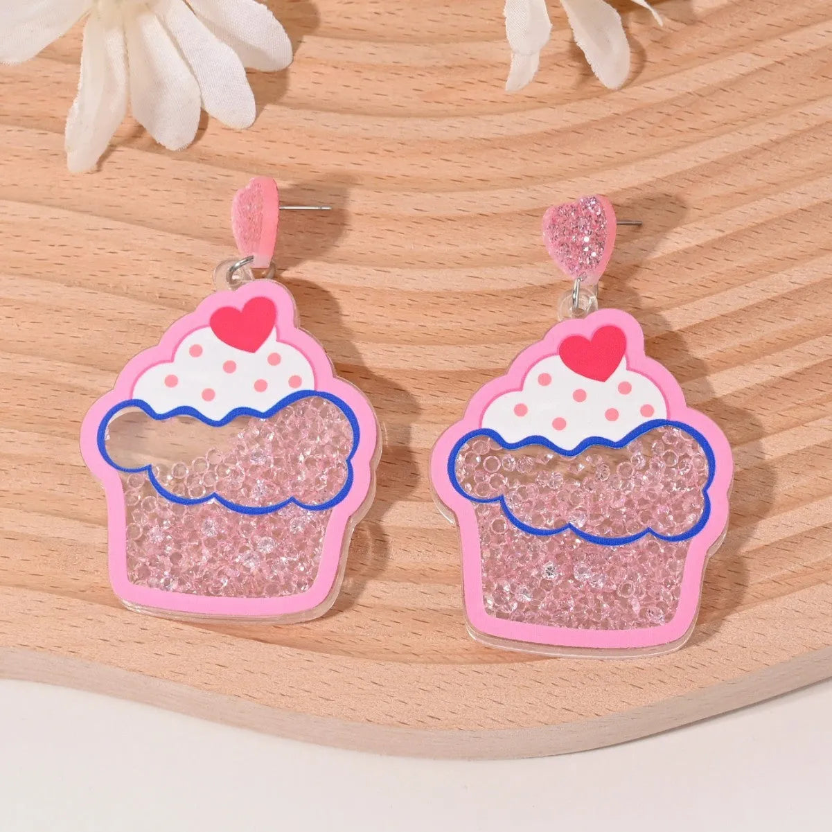 Acrylic fruit-shaped drop earrings in cherry motif, pastoral style for women