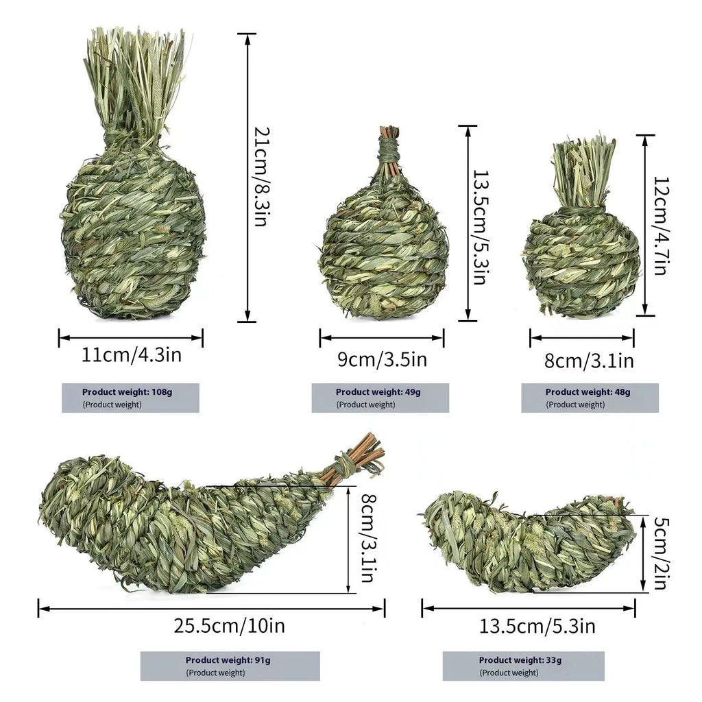 Timothy grass pet chew toy shaped like an apple for rabbits and guinea pigs