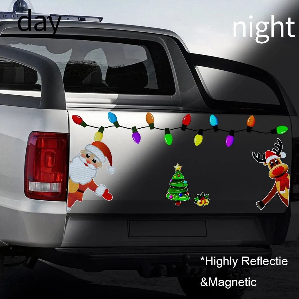Christmas elk reflective magnetic car decoration sticker in cartoon design