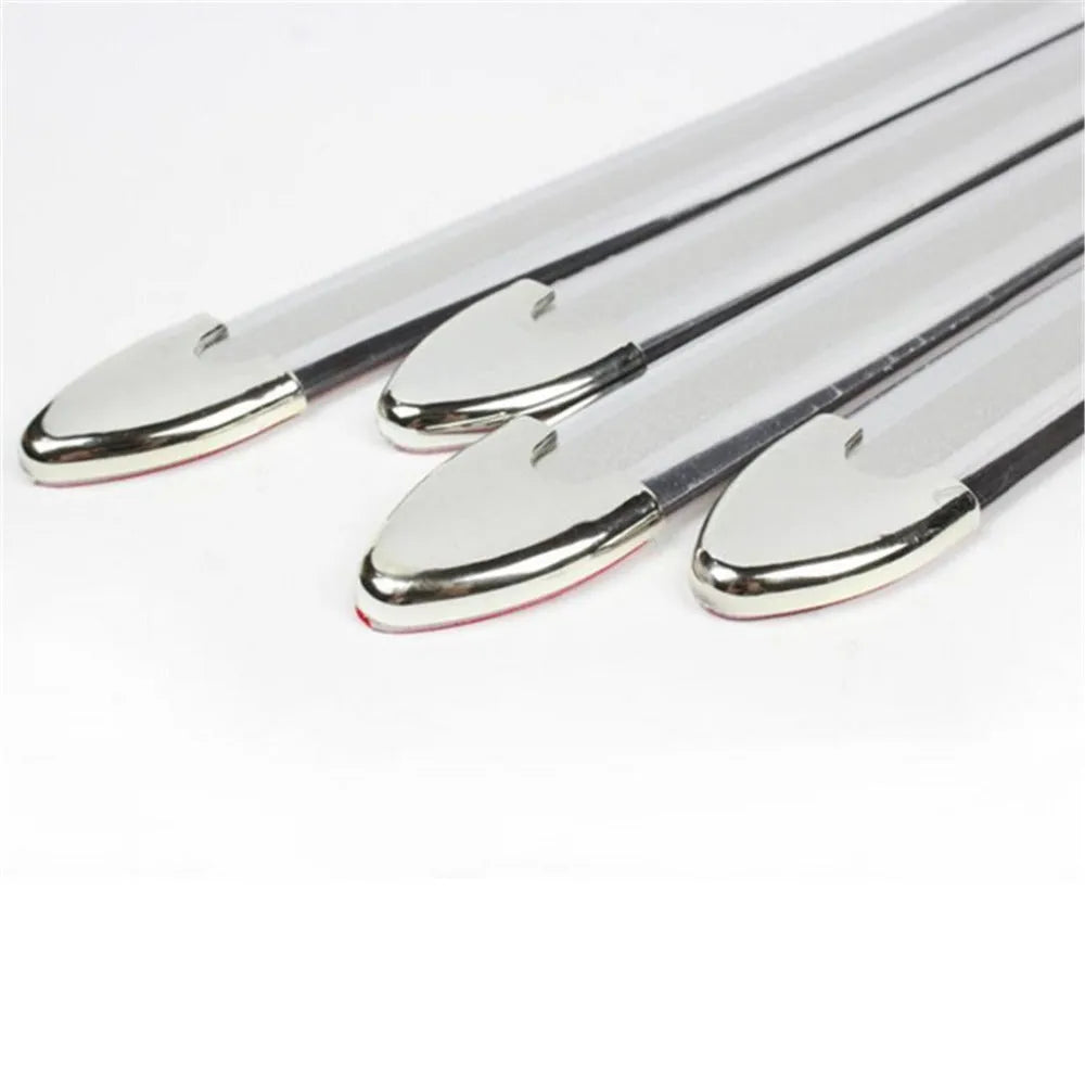 Silver car bumper protector strip set 4 pieces 41cm length 2.5cm width universal fit