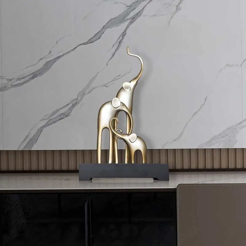 Fortune Bring Elephant decorative figurine in bright gold, rose gold, silver, or retro colour finish.