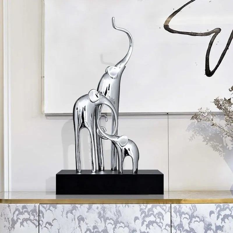 Fortune Bring Elephant decorative figurine in bright gold, rose gold, silver, or retro colour finish.
