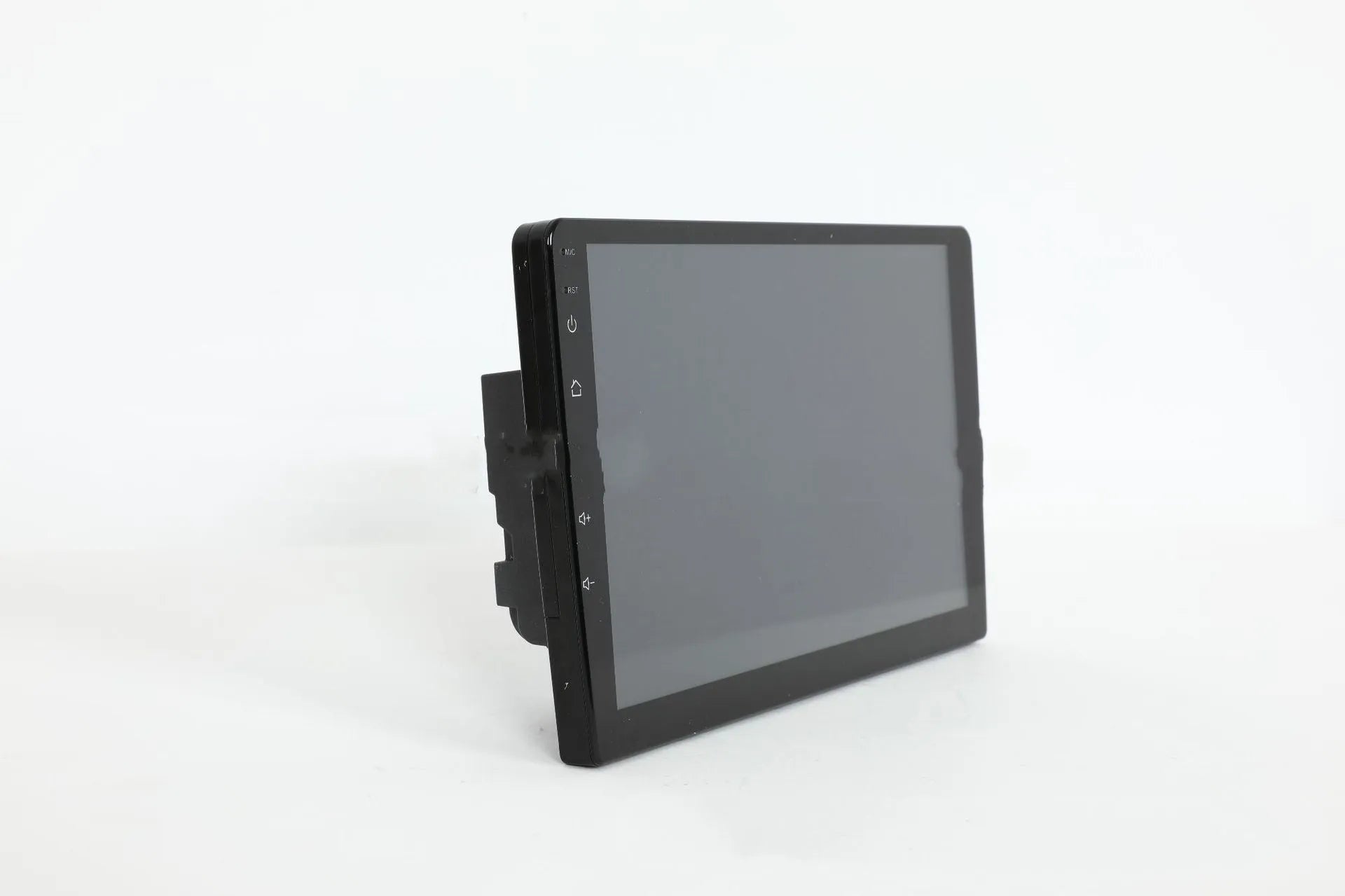 Universal Android car stereo head unit with 10.1 inch touch screen, GPS antenna, and connection cables