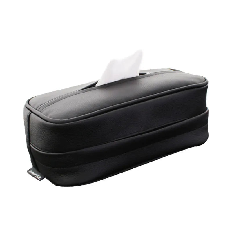 Black synthetic leather hanging storage box with car pumping paper bag dimensions 230mm x 110mm x 90mm