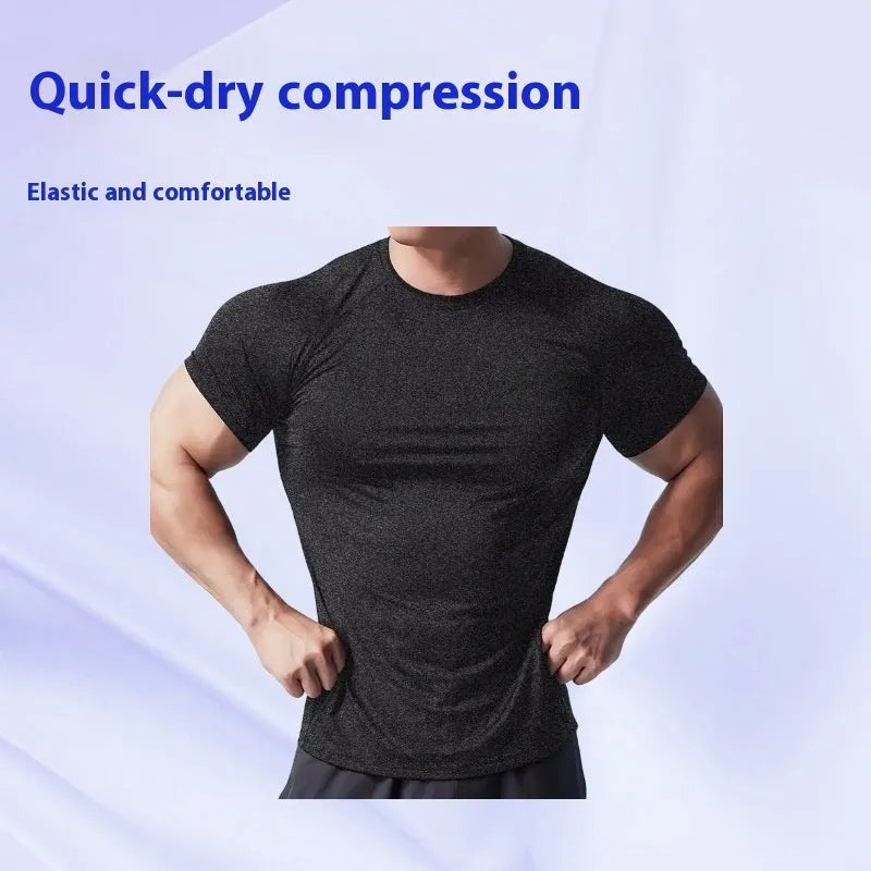 Men's casual stretch short sleeve T-shirt in four colours with quick-drying fabric