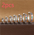 Circle zircon perforated stud earrings showing gold, rose gold and silver colour options with different diameter sizes