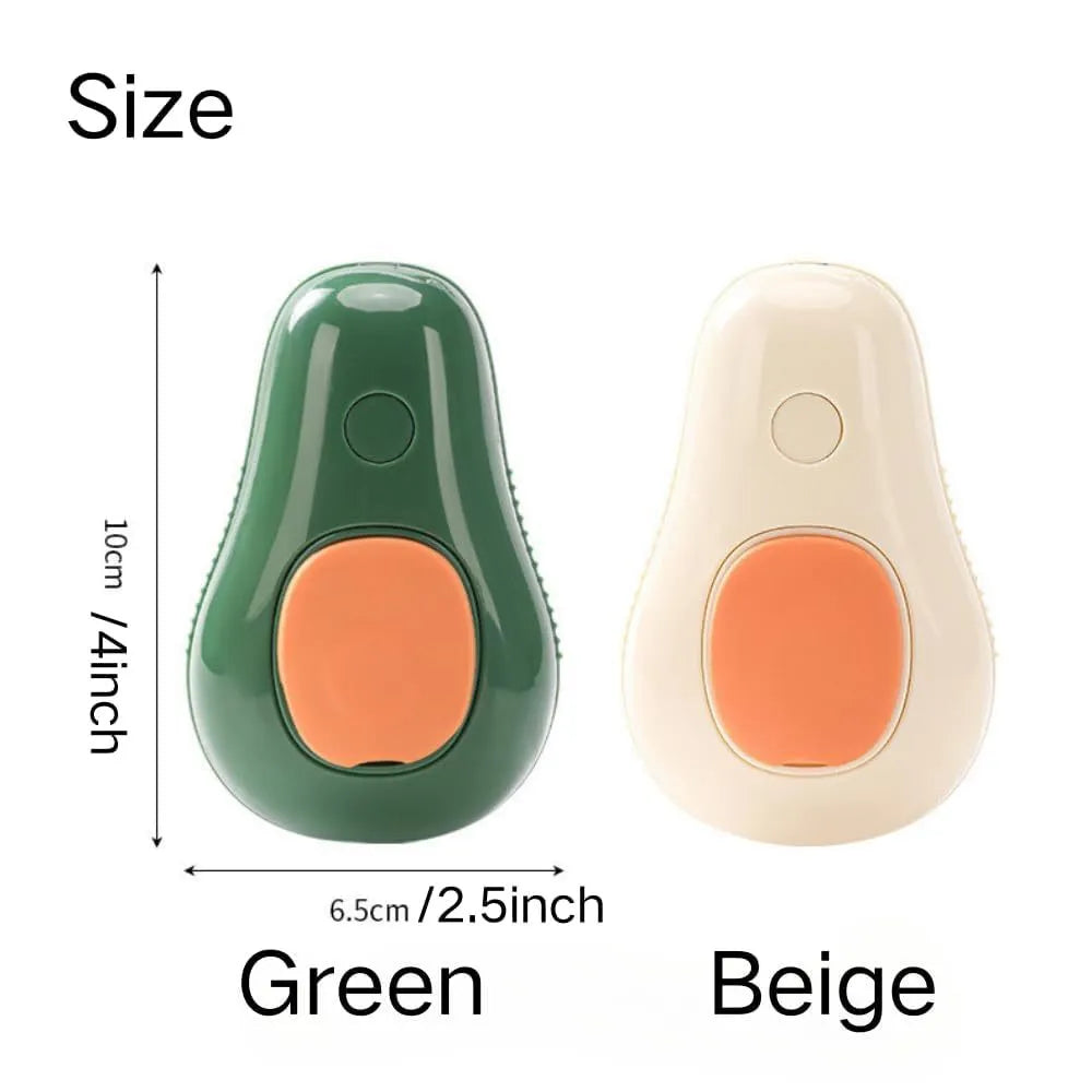 Green and white cat steam brush with silicone teeth and water spray function for pet grooming