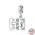 925 sterling silver open and close cross pendant bead with pearlescent finish on white background