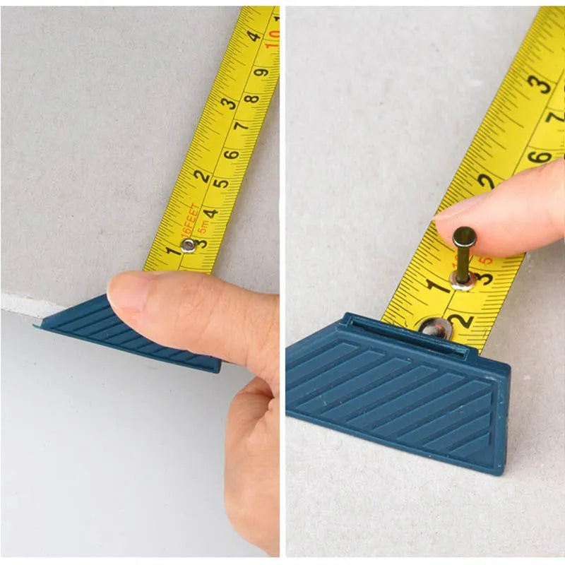 Blue aluminium alloy multifunctional woodworking cutter tool with one-press lock and measurement scale.
