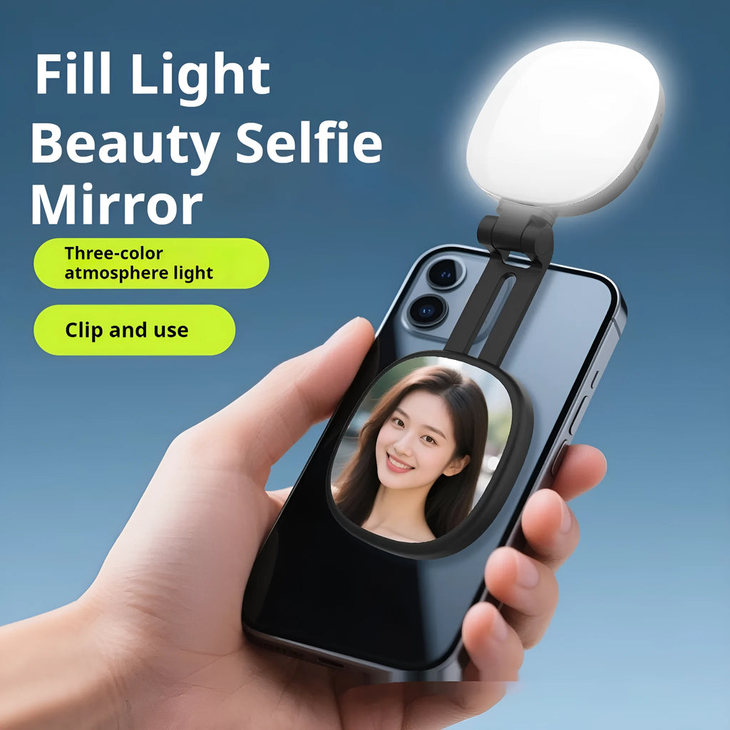 Black and white mobile phone magnetic selfie fill light with adjustable lighting for photography