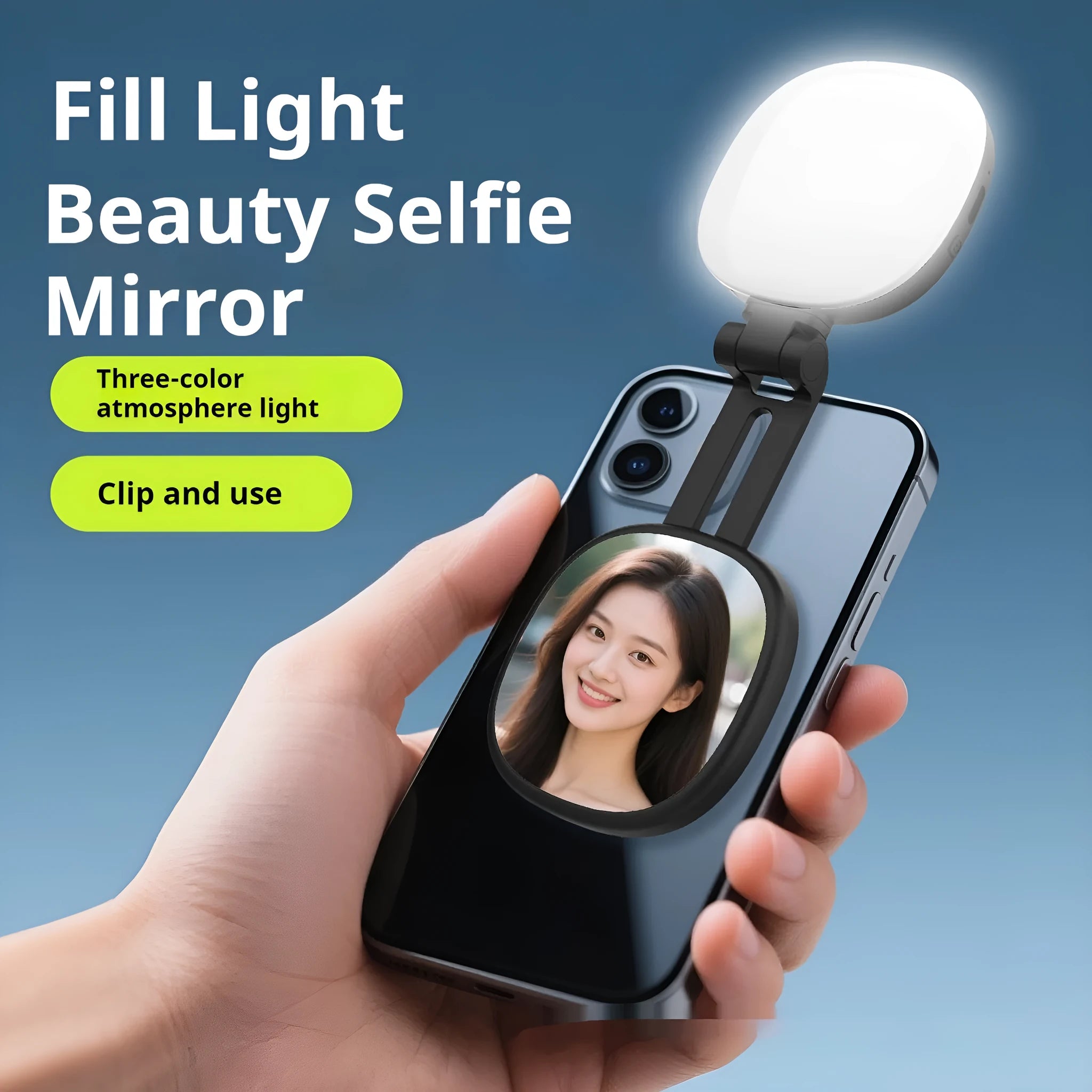Black and white mobile phone magnetic selfie fill light with adjustable lighting for photography