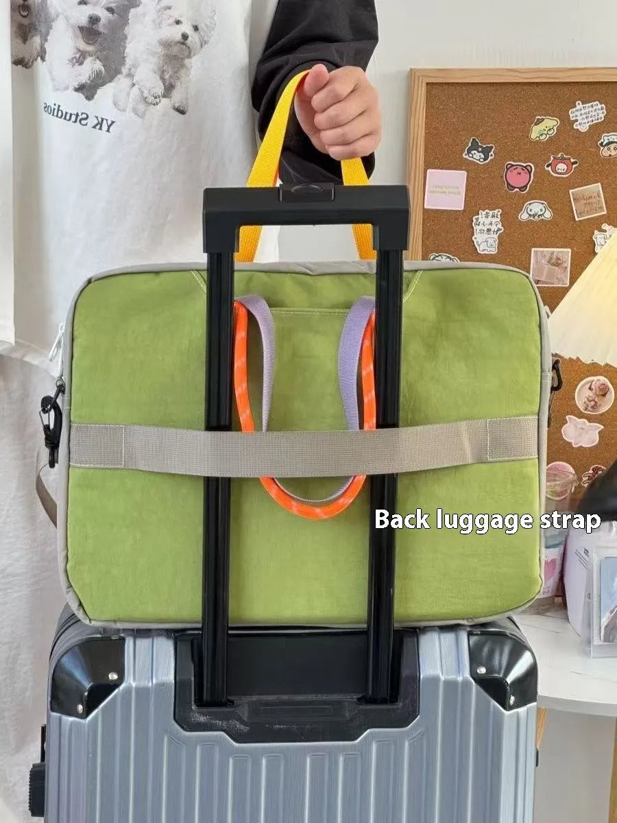 Japanese dopamine colour matching crossbody bag with grey contrast colour, waterproof nylon, and shoulder strap