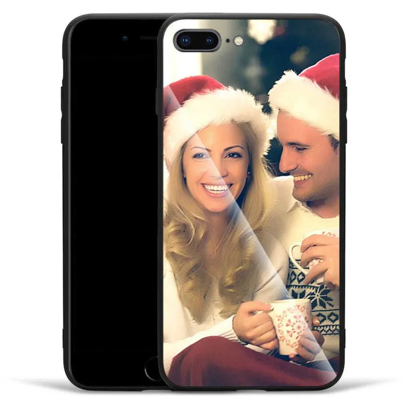 Custom patterned thin iPhone case with a raised edge around the screen and camera on an iPhone.