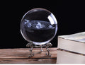 K9 crystal solar system ball with planets etched inside on a crystal base, 80mm diameter