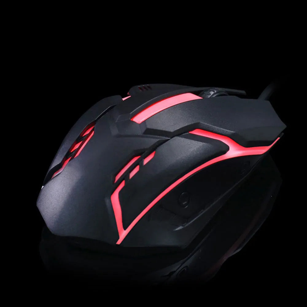 Wired computer mouse with luminous glow effect, USB cable, black and white colour options