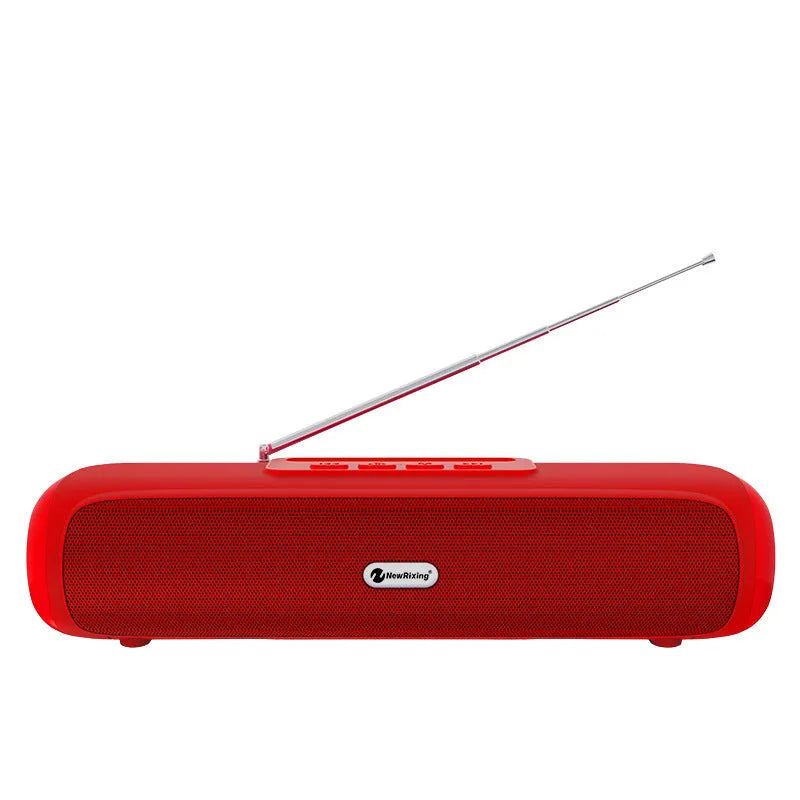 Wireless long strip desktop stereo subwoofer speaker in choice of colours on a desk.
