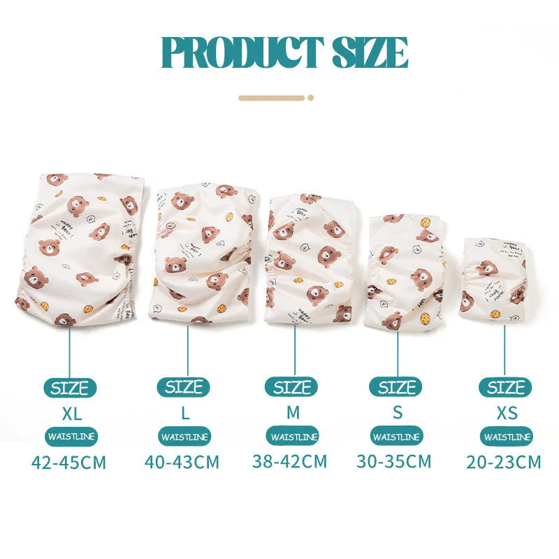 Blue Bear pattern reusable polyester dog diaper with fastener tape and elastic waistband for leakproof protection