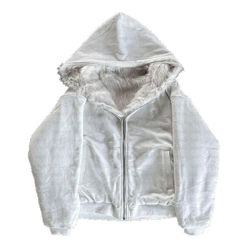 Baggy coat in white or black with loose cardigan style and long sleeves
