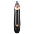Electric blackhead extractor tool in black, gold, red, or white with interchangeable nozzles.
