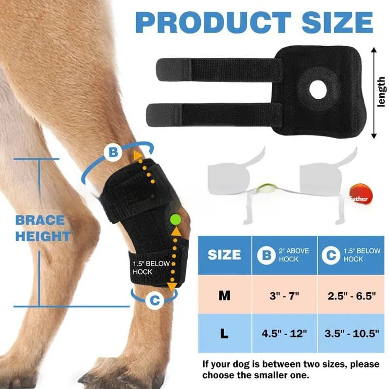 Black polyester dog leg guard for knee joint protection and ACL tear recovery.