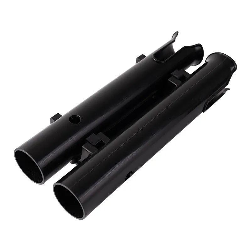 Black carbon fishing rod rack mounted on motorcycle with double-layer plastic rod frame