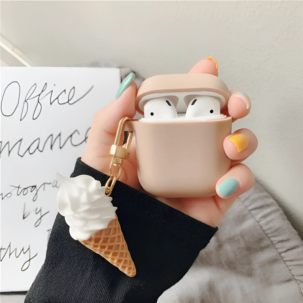 Colourful cylinder ice cream design silicone protective case for Apple AirPods 2 wireless earbuds