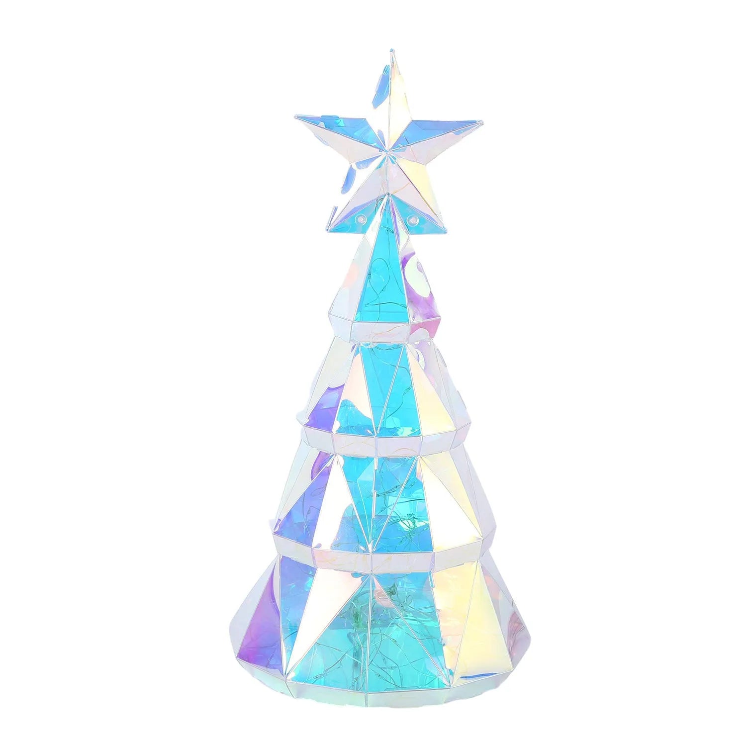 Colourful cartoon Christmas tree light decoration made of PET plastic.