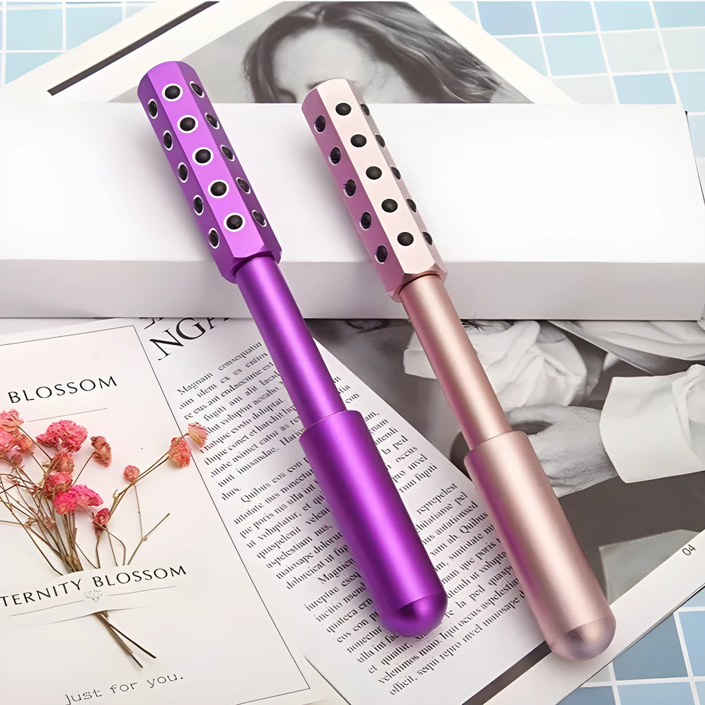 Germanium particle roller massage instrument with 24 embedded particles on 19mm wide head