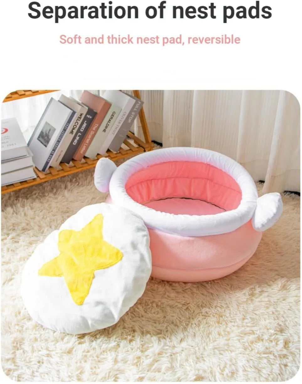 Honey pot magic shape cat sofa bed with removable pad in pink or yellow for small cats and dogs