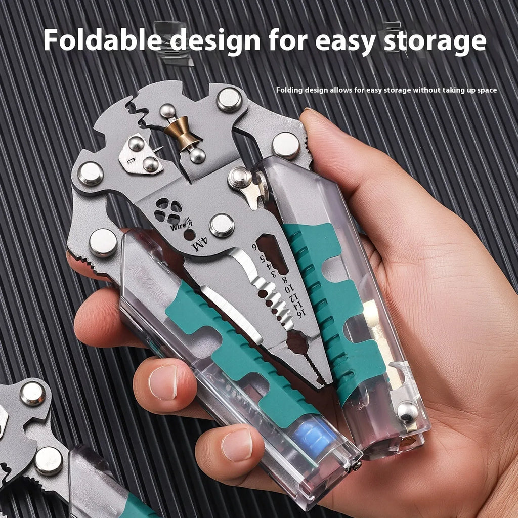 Electricians' wire stripper pliers with pointed design and rust prevention coating