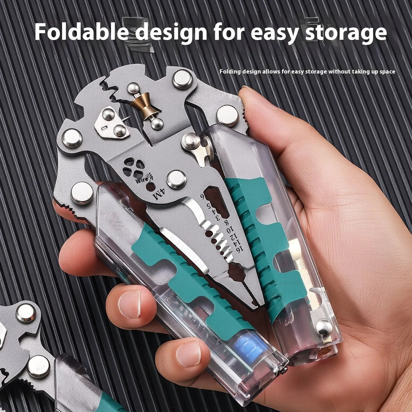 Electricians' wire stripper pliers with pointed design and rust prevention coating