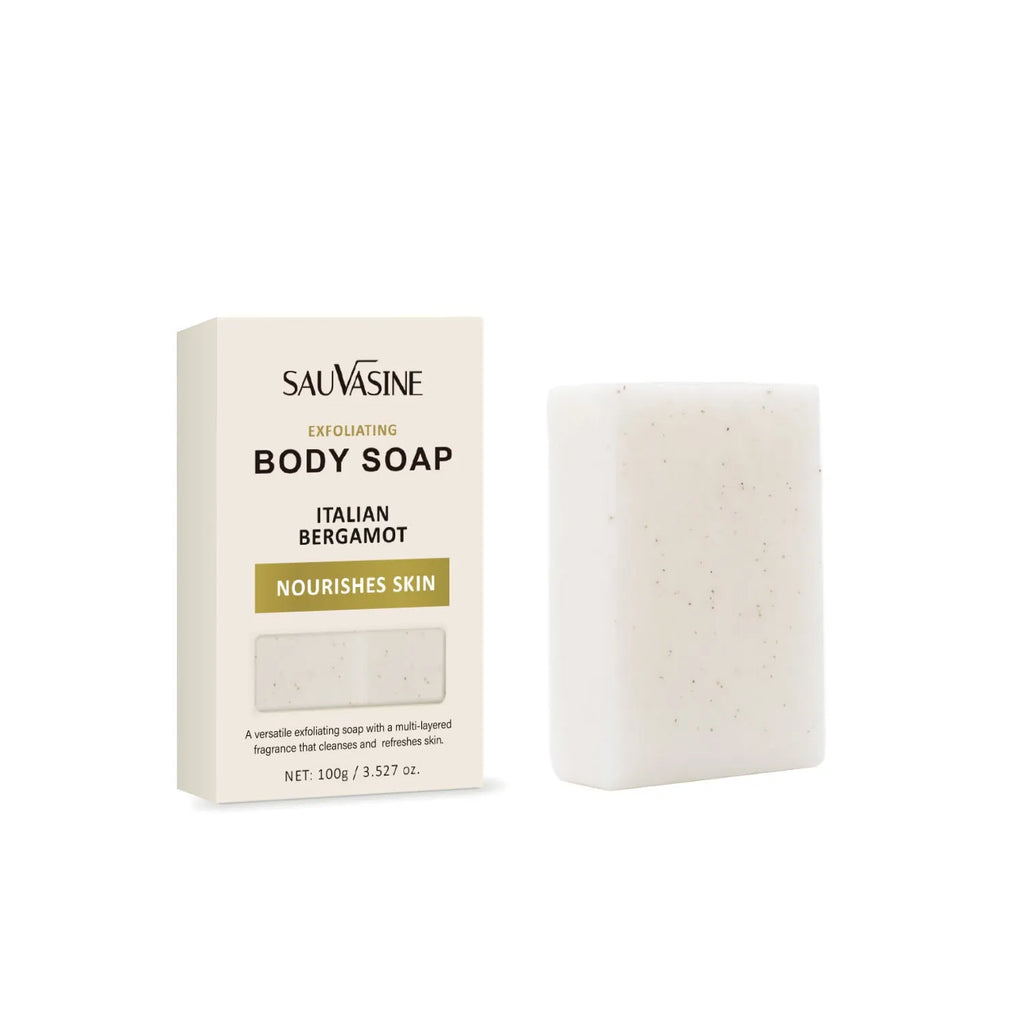 Exfoliating body soap bar with deep cleansing and moisturising properties for adult skin care