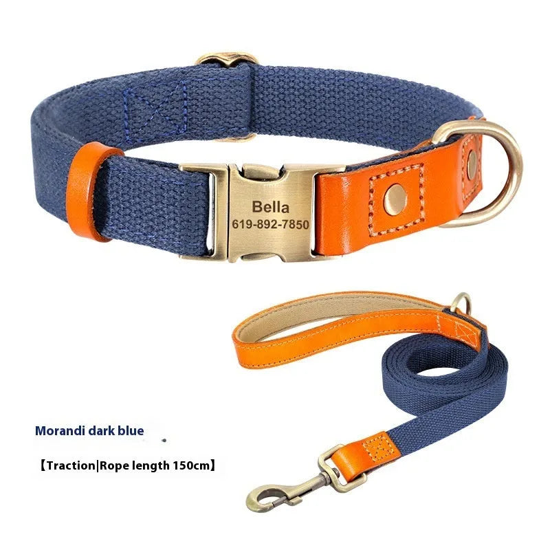 Small dog mohair collar and matching leash set in green, blue, grey, brown or black colours
