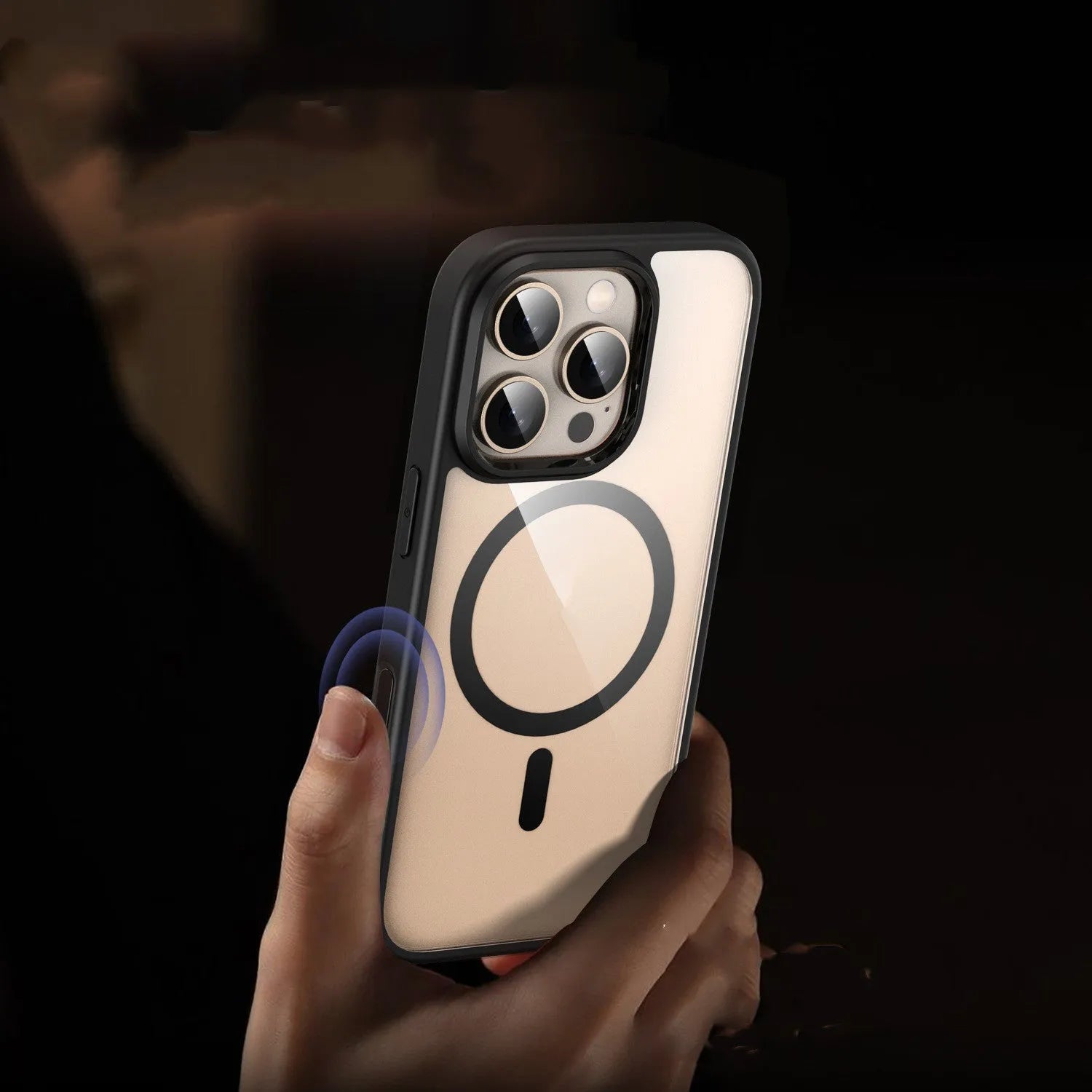 Transparent black TPU PC magnetic drop-resistant phone case for iPhone 16 series with airbag corners