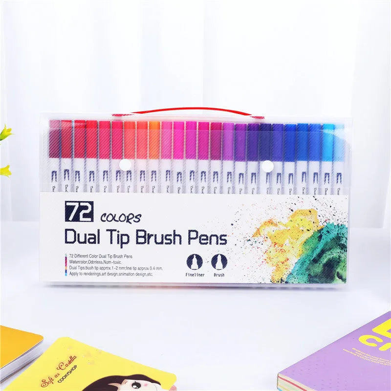 Watercolour pen set with multiple colour options for painting and drawing