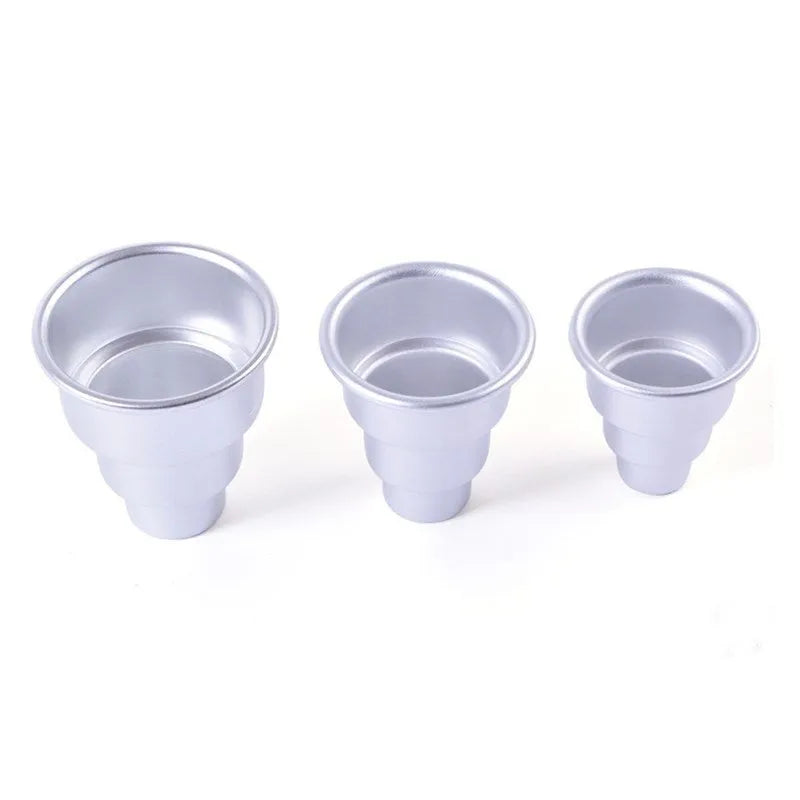 Mini three-layer aluminium alloy cake mould in silver with three sizes for fondant cake forming and DIY baking
