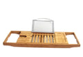 Natural bamboo bathtub frame with single shelf for bathroom storage on desktop surface