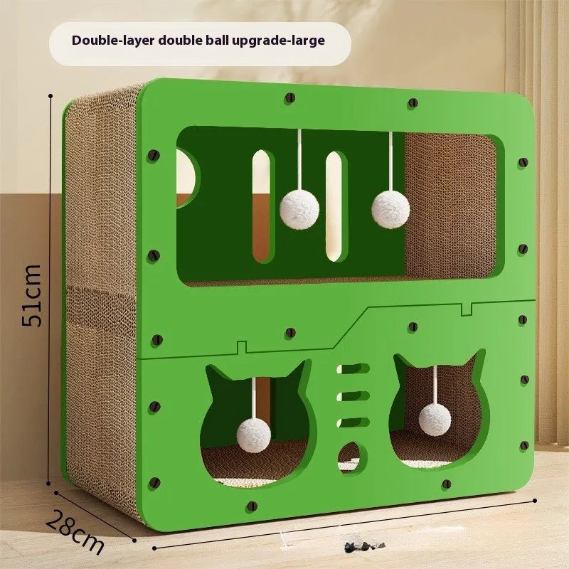 Double layer cat scratching board nest in a choice of styles including cat head and owl designs.