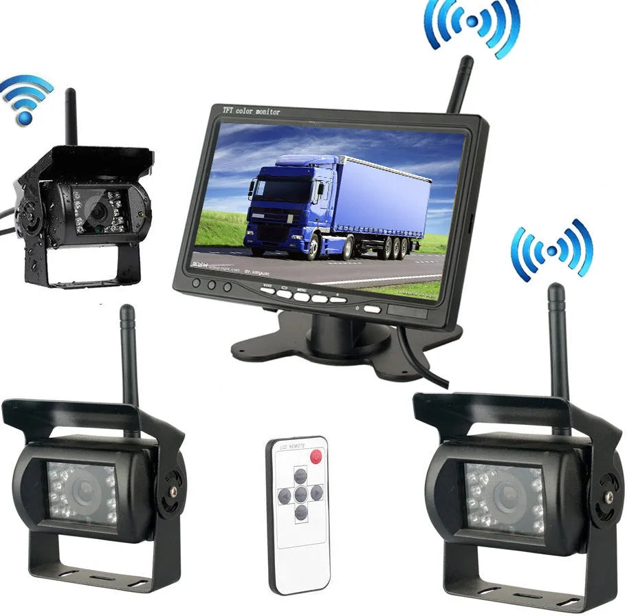 7 inch black wireless reversing monitor for forklift harvester vehicle TFT LCD screen