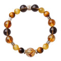Geometric yellow crystal tiger-eye bracelet showing 10mm and 12mm size options