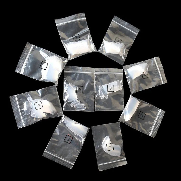 Clear natural French tip false nails in 10 different sizes, 500-piece pack with ABS material