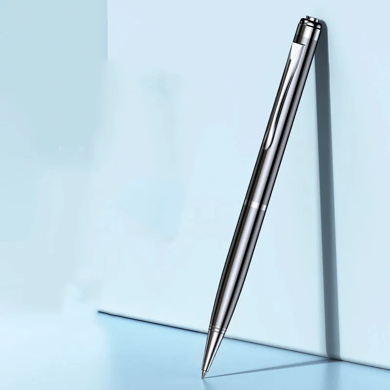 Pen shaped recorder in black with zinc alloy shell, 140mm length, compact design