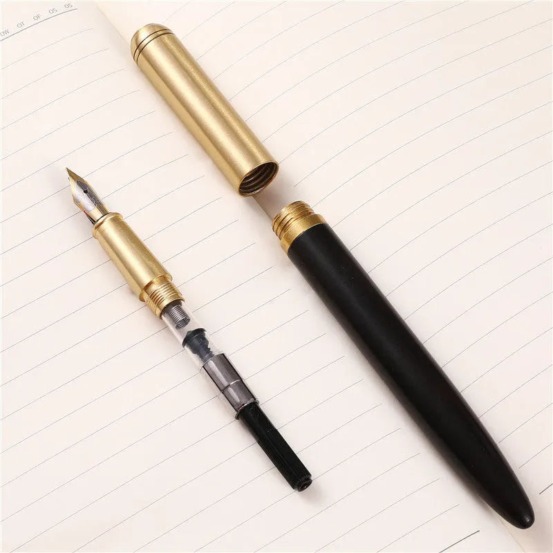 Business fountain pen with 0.7mm stainless steel nib and wooden barrel in ebony finish