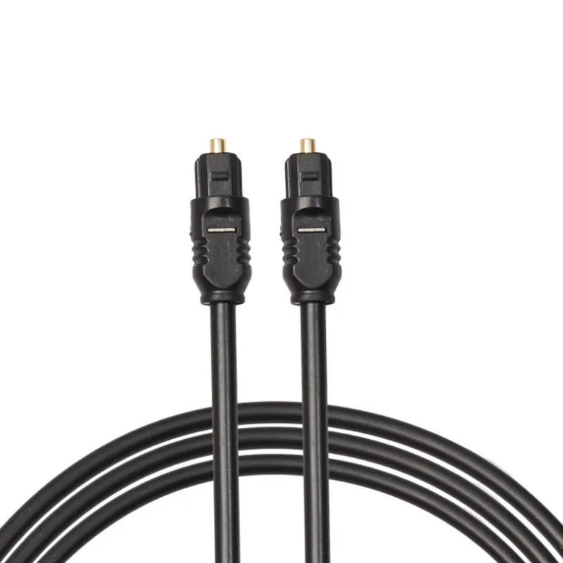 Black Toslink optical audio cable with square connector mouth, 2 metre length