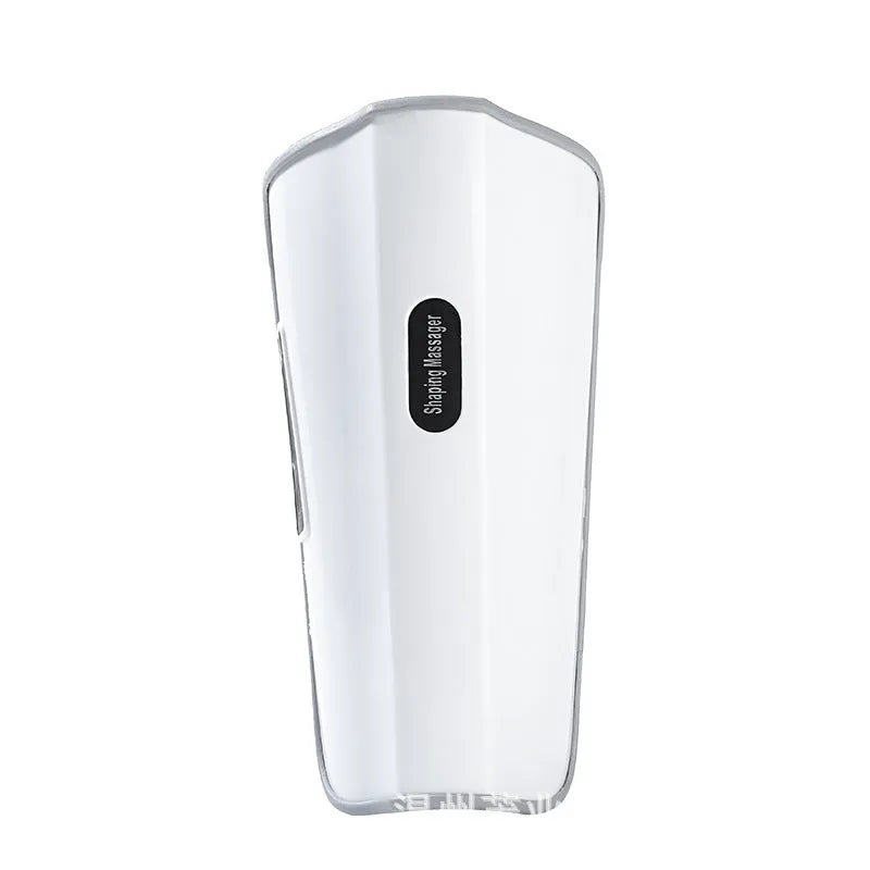 White plastic pulse calf massager with infrared heat, electrotherapy and 15 massage modes, showing Type-C USB port.