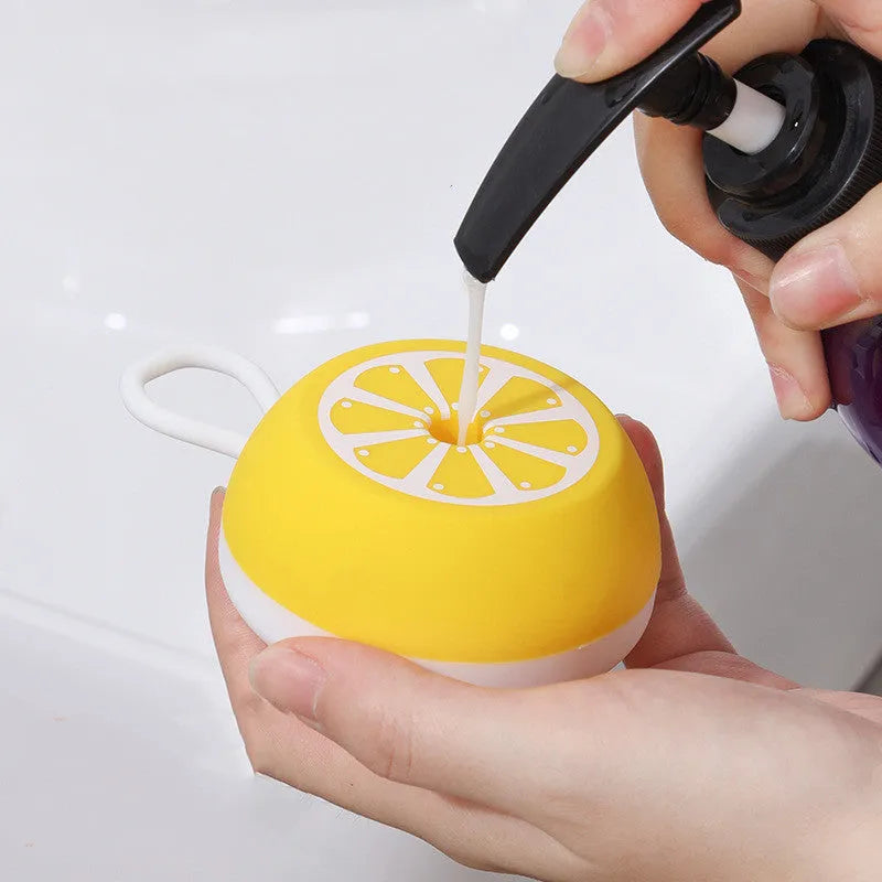 Yellow silicone pet bath brush and massage comb tool for dog and cat grooming