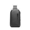Men's blue shoulder bag with USB charging port and letter design on wear-resistant Oxford cloth