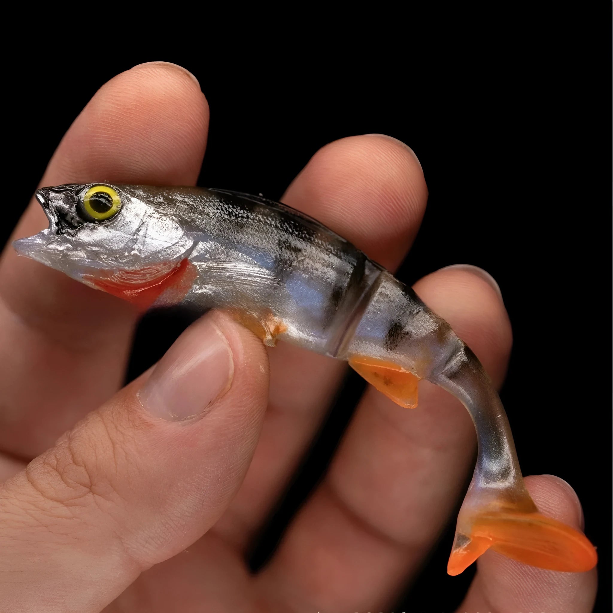 Fish T Tail soft plastic fishing lure in fish colour with tail design