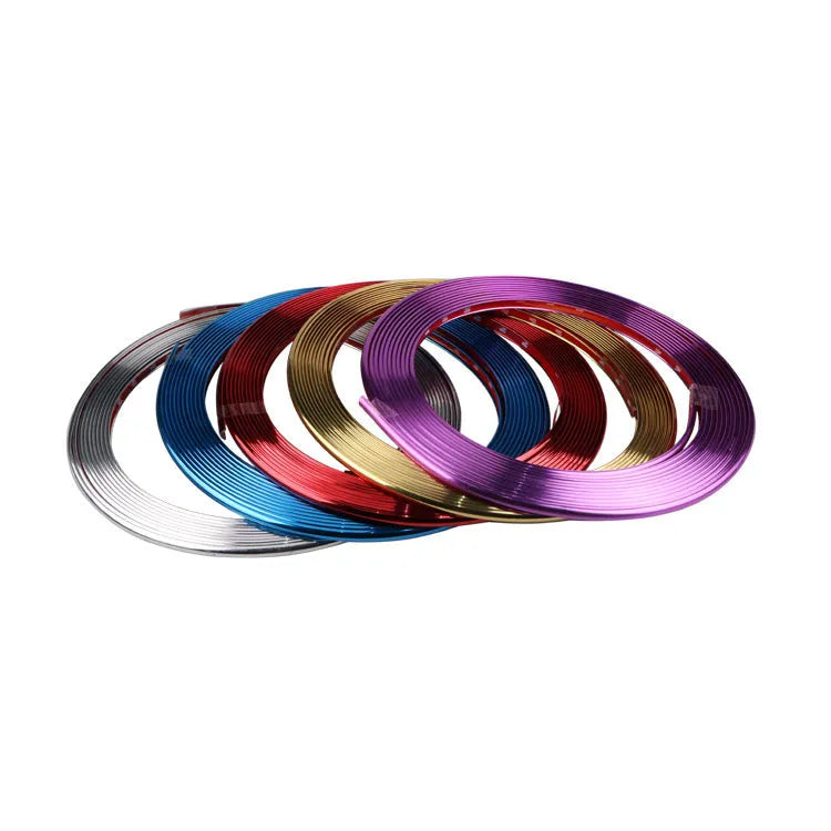 Roll of electroplated purple PVC wheel hub trim strip for car decoration and protection