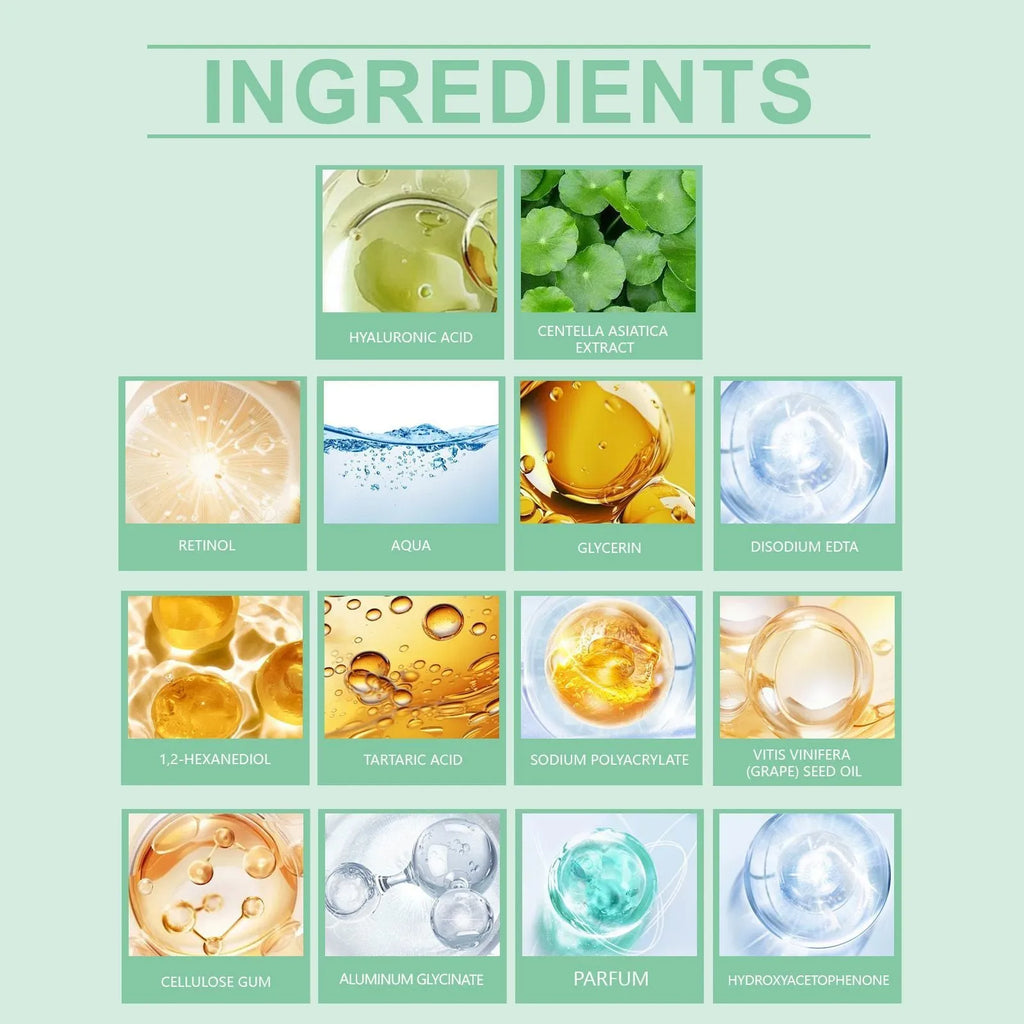 Retinol hydrating sheet face mask with hyaluronic acid and Centella asiatica in foil packet